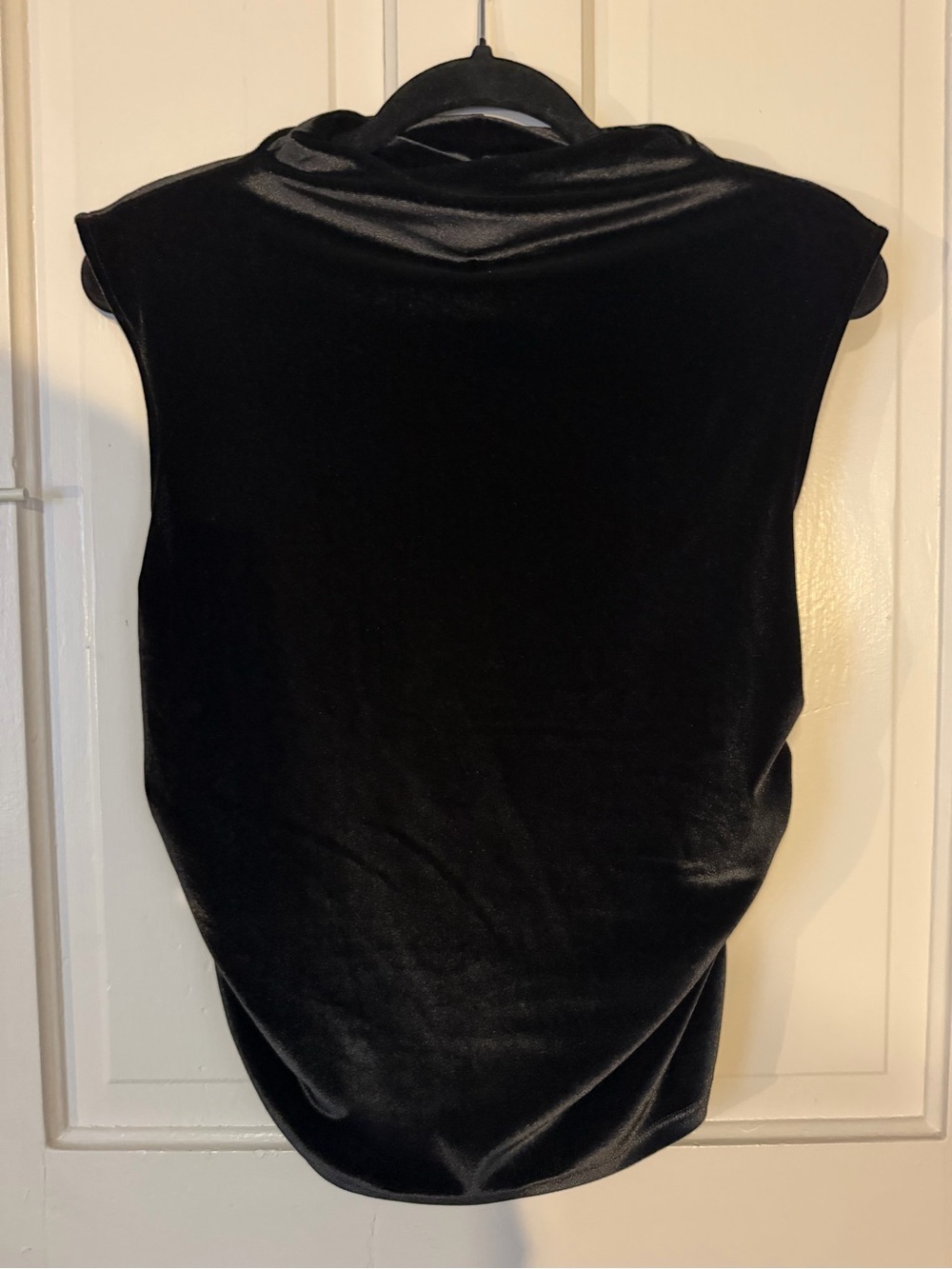 Black Velvet Sleeveless Cowl Neck Top